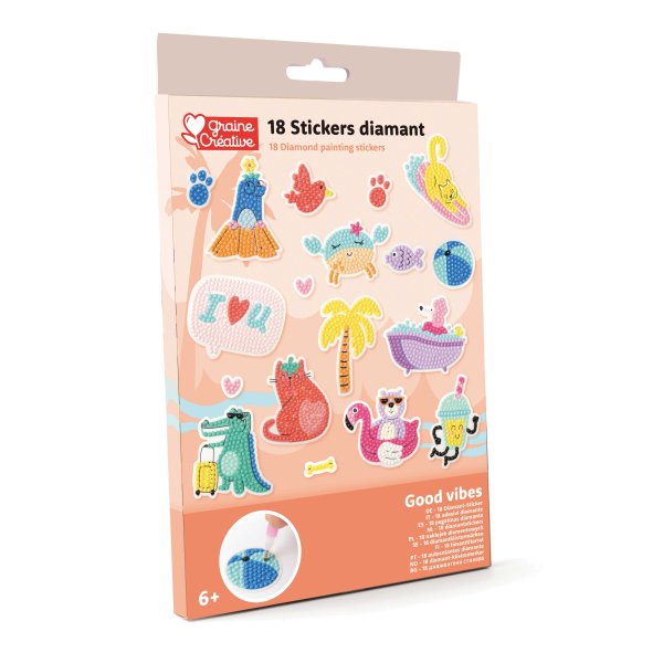 Diamond painting stickers f�r barn - djur, 18 st