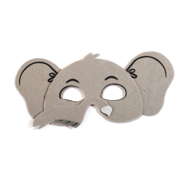 Elefantmaske i filt med strikk Elefantmaske i filt med strikk
