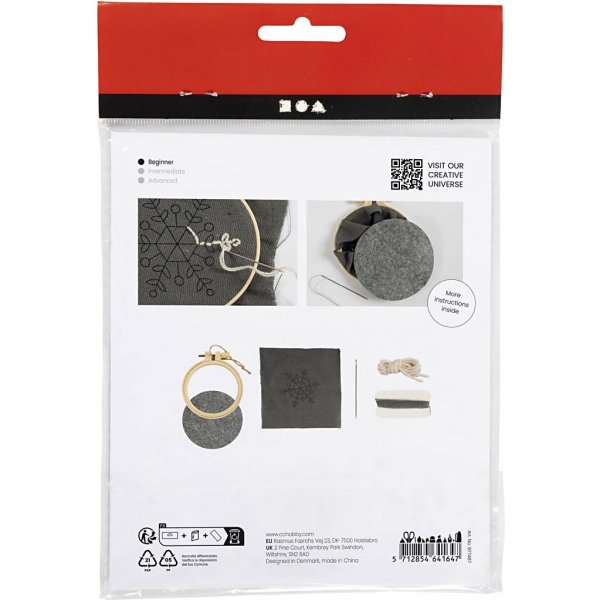 Mini DIY Kit Broderi - grå - Snöflinga Mini DIY Kit Broderi - grå - Snöflinga