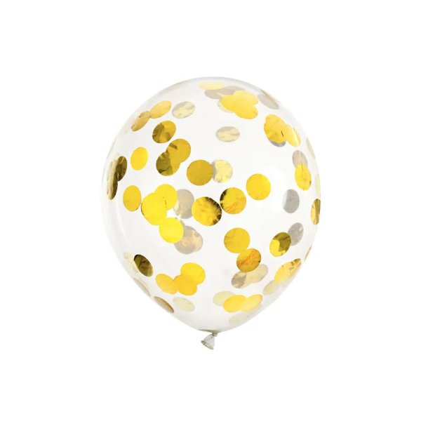 Konfettiballonger med cirklar 30 cm guld - 6-pack Konfettiballonger med cirklar 30 cm guld - 6-pack