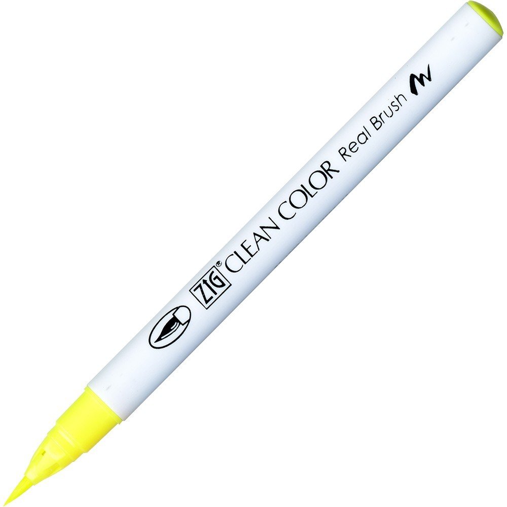 Penselpen ZIG Clean Color Real Brush - Flourecent Yellow (001) - Penselpenne, Penne, Penne, kridt & tusch