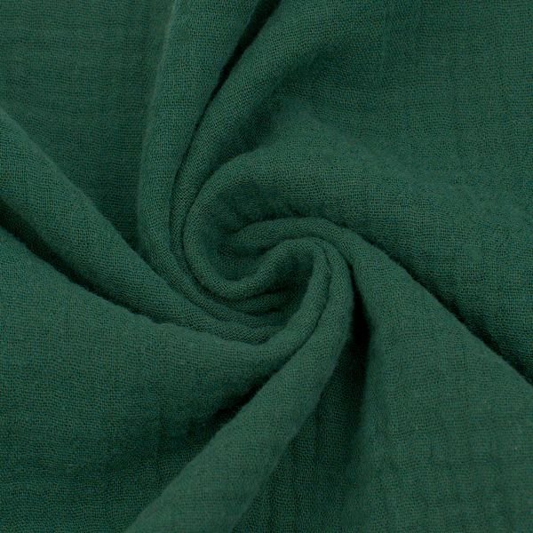 Bomullsmuslin Double Gauze – 130 cm - Flaskgrön - Enfärgat bomullstyg, Bomullstyg, Tyger