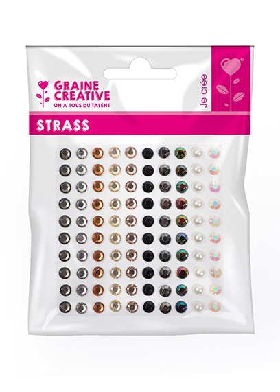 100 rhinestones 5 mm i svart och pärlemor 100 rhinestones 5 mm i svart och pärlemor