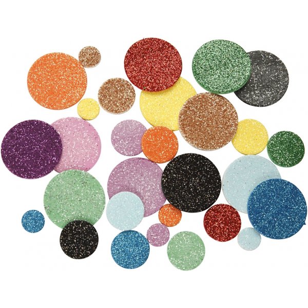 Dekorgummicirklar - mixade glitterfärger - 1000 st Dekorgummicirklar - mixade glitterfärger - 1000 st