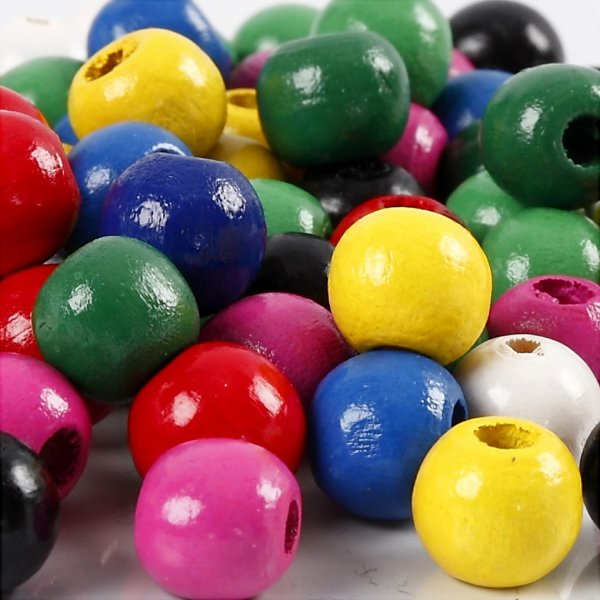 Träpärlor - runda - mixade färger - 22 g Träpärlor - runda - mixade färger - 22 g