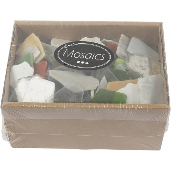 Glasmosaik - mixade färger - Innehållet kan variera - 15-60 mm - 2 kg Glasmosaik - mixade färger - Innehållet kan variera - 15-60 mm - 2 kg