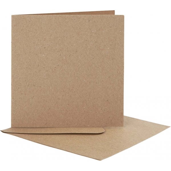 Brevkort med kuvert - natur - 12,5 x 12,5 cm - 10 st Brevkort med kuvert - natur - 12,5 x 12,5 cm - 10 st