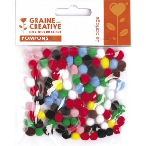 Pomponer i blandade färger 7 mm, 100-pack Pomponer i blandade färger 7 mm, 100-pack