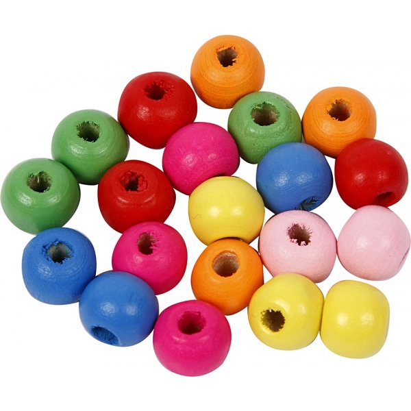 Träpärlor - Ø8 mm - mixade färger - 500 g Träpärlor - Ø8 mm - mixade färger - 500 g