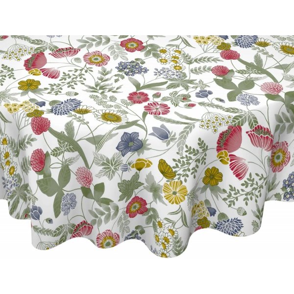 Vaxduk rund - Hilda vit/r�d