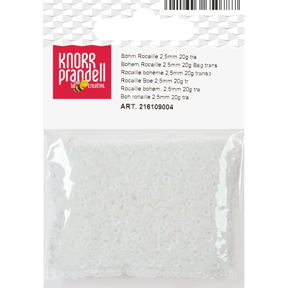 Boheme rocailleperler 2,5 mm, 20 g, transparent mat - Blandinger af rocaillesperler, Rocaillesperler, Håndværk