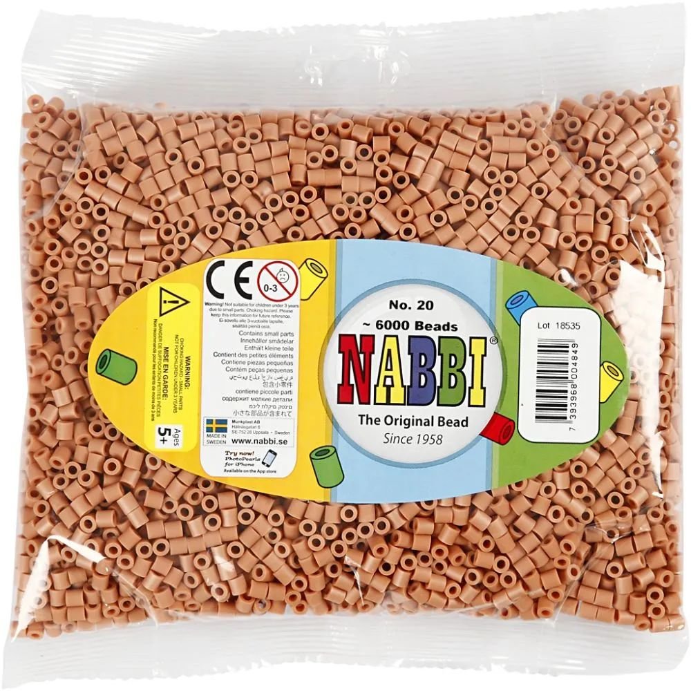 NABBI Tube perler - Lysebrune (32260) - 6000 stk - Rørperler, Perler & perleplader, Håndværk