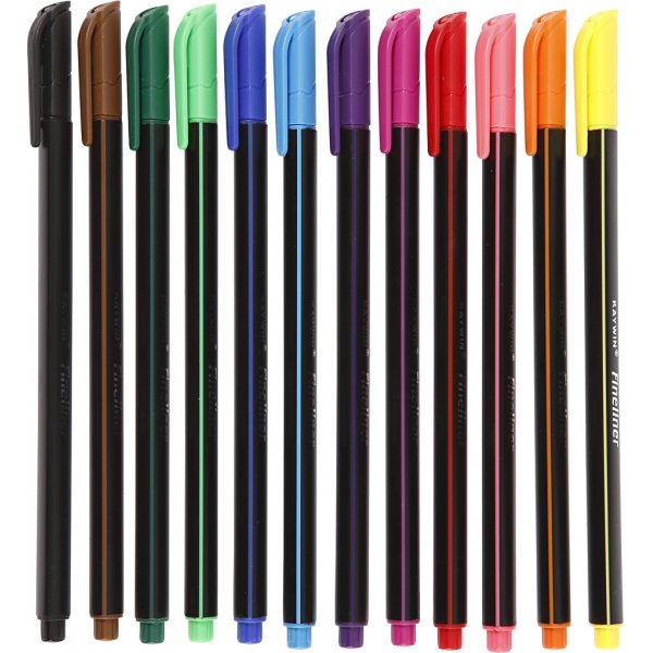 Colortime Fineliner Tusch - mixade färger - 12 st Colortime Fineliner Tusch - mixade färger - 12 st