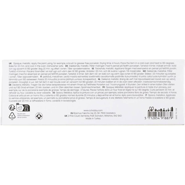Glasf�rg metall - mixade f�rger - 6 x 30 ml