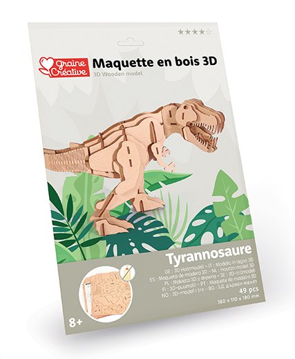 3D-pussel i tr� - Tyrannosaurus, 49 delar
