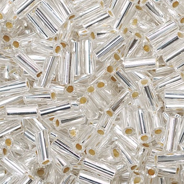 Bohemrocaille p�rlor 5 x 2 mm, silverglans