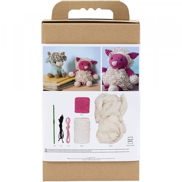 DIY kit amigurumi f�r pink og off-white - 1 pakke.