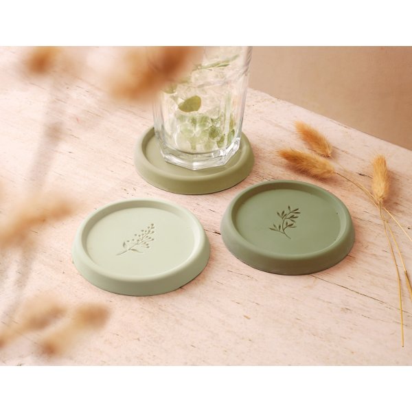 Jesmonite-set med 3 runda underlägg med mönster Jesmonite-set med 3 runda underlägg med mönster