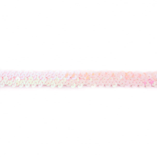 Bort/kantbånd med Pailletter - Stretch 20 mm - Lyserød - Rand, Bånd & dekorationsbånd, Tekstilbånd & snor