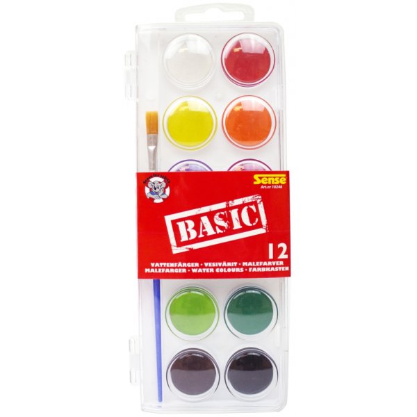 Vattenf�rg 12 f�rger - pensel ing�r Sense Basic