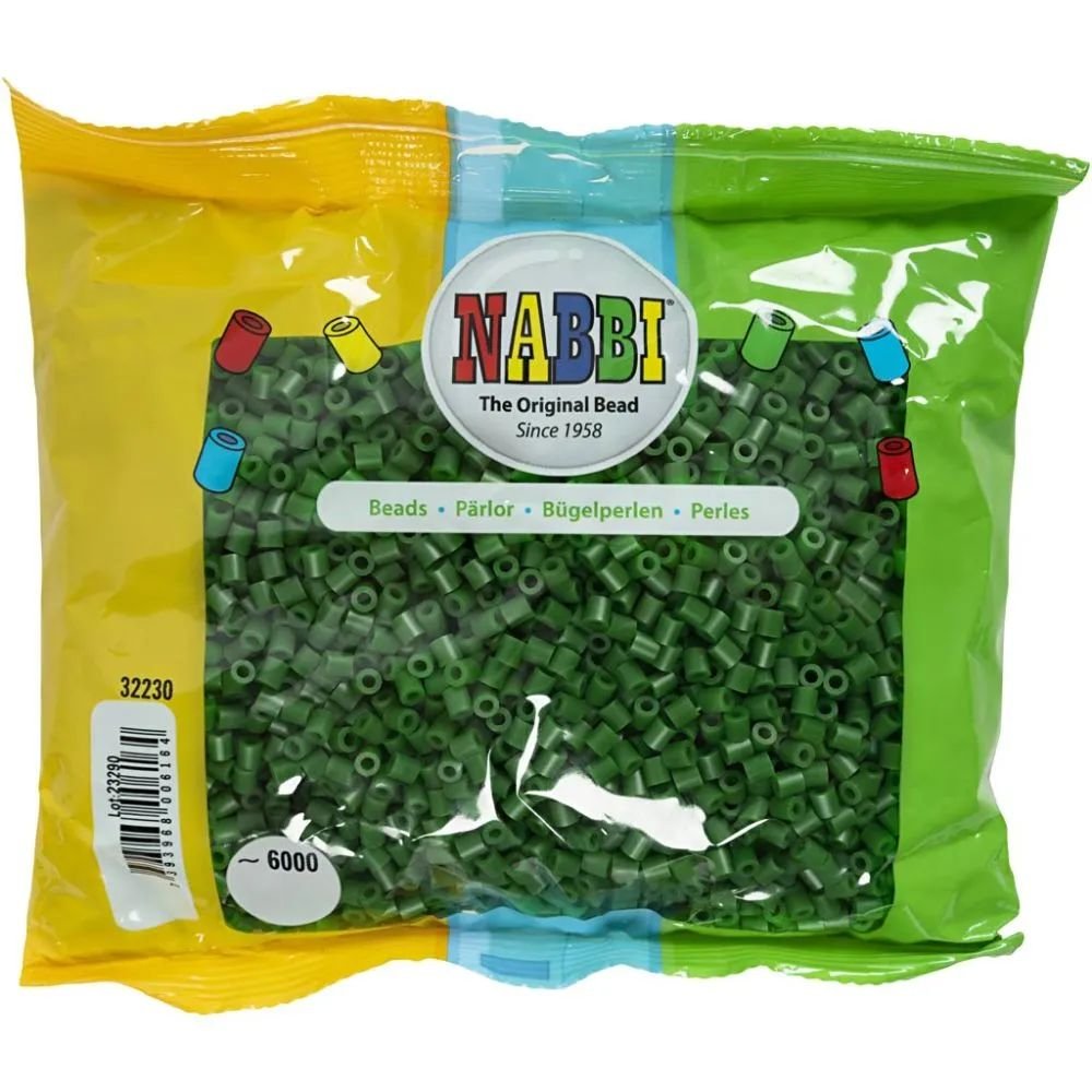 NABBI Tube perler - Grøn (32230) - 6000 stk - Rørperler, Perler & perleplader, Håndværk
