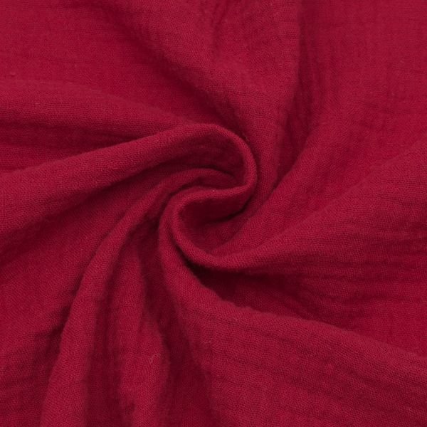 Bomullsmuslin Double Gauze – 130 cm - Mörkröd - Enfärgat bomullstyg, Bomullstyg, Tyger