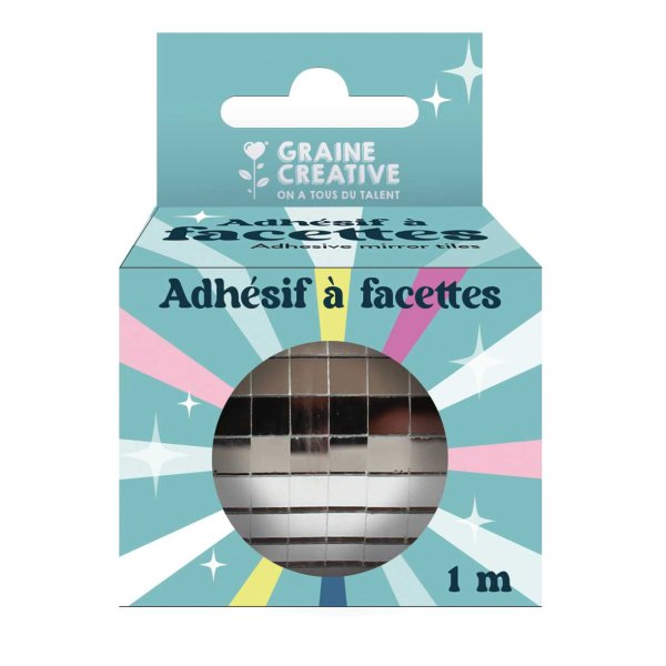 Sj�lvh�ftande spegelband facetterat - silver