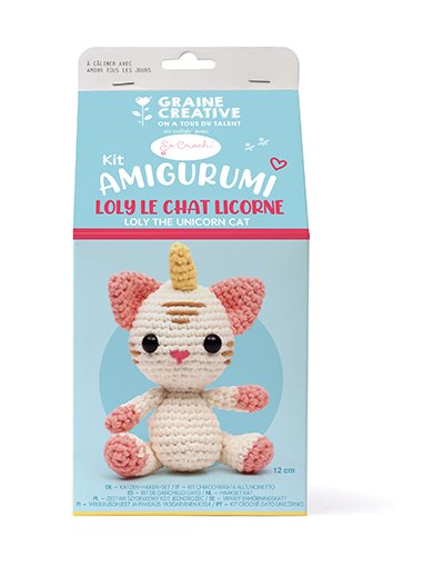 Virkningskit för amigurumi, enhörningskatt 15 cm Virkningskit för amigurumi, enhörningskatt 15 cm