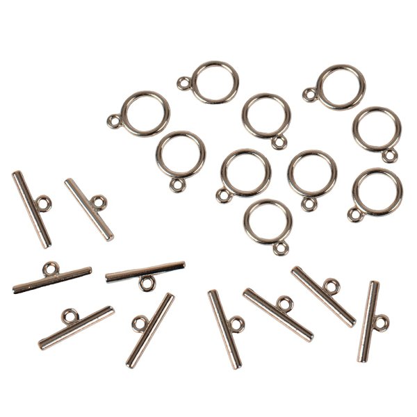 Smyckeslås toggle Ø 12 mm försilvrade - 10 st Smyckeslås toggle Ø 12 mm försilvrade - 10 st