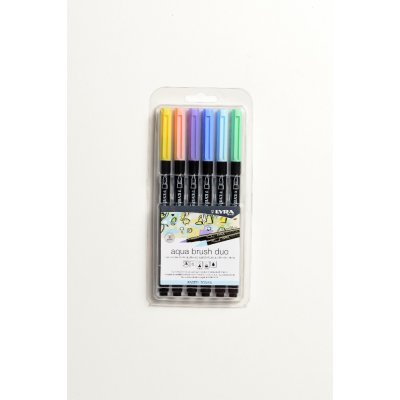 Akvarelpenne Aqua Brush Duo 6-pak - Pastelfarver