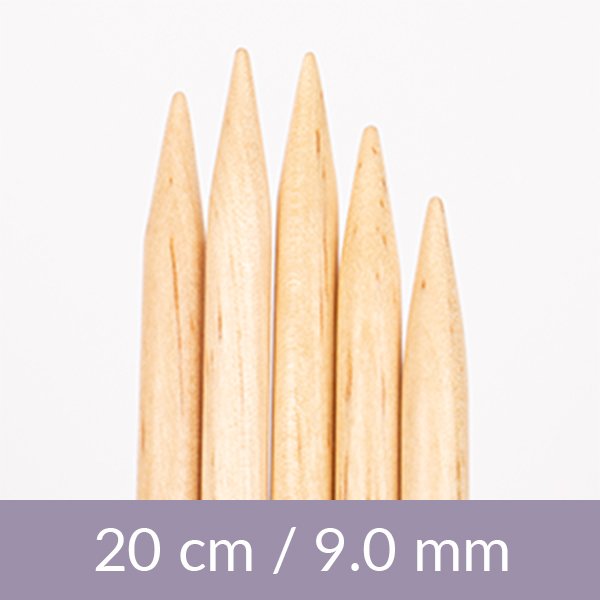 Dobbeltpinde - Birch - 20 cm 9,00 mm / 7,9 tommer US 13 - Strikkepinde, Strikkepinde, Strikning, Strikke, hækle, knytte og væve