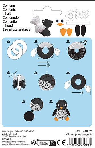 Gör-det-själv-kit för pompom-pingvin Gör-det-själv-kit för pompom-pingvin