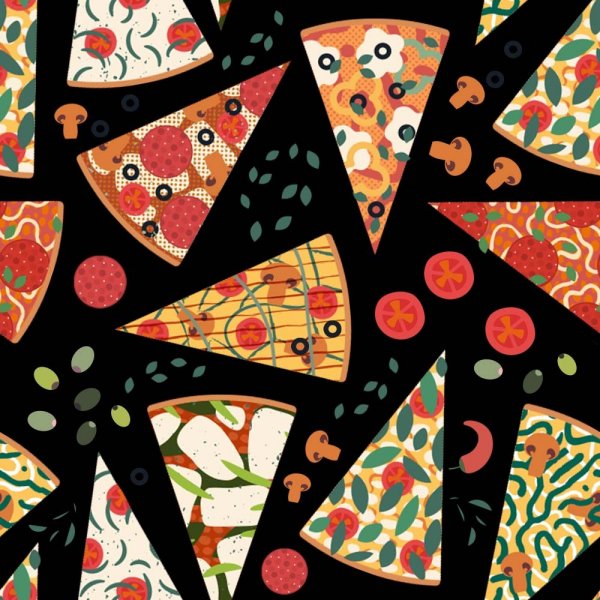 Mnstrad trik 150 cm - Pizza Svart