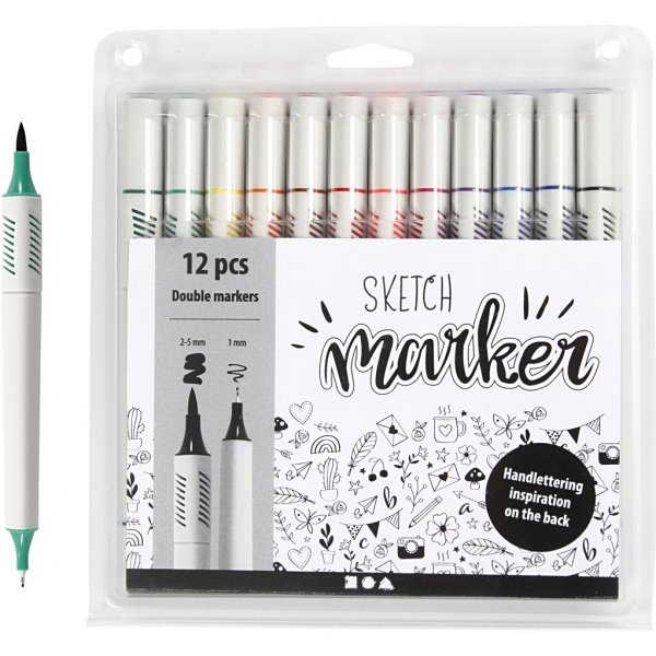 Sketch markers - standardfärger - 12 st Sketch markers - standardfärger - 12 st