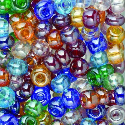 Rocaille perler blanding 6 mm - blandede farger 500 g transparent, glans