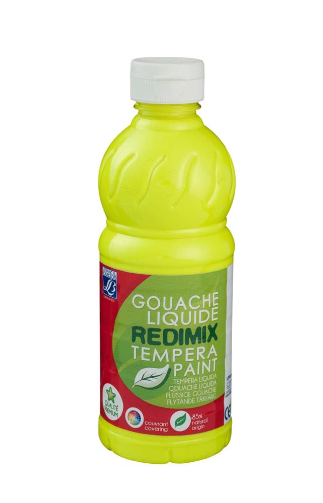 Skolefarve L&B Redimix 500 ml - Fluorescerende Gul - Gouache, Kunstnerfarver