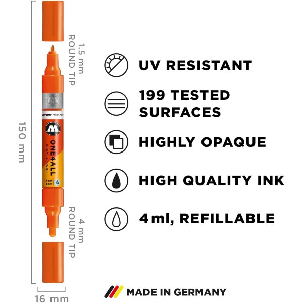 Akrylmarker One4All Twin 1,5 + 4mm Akrylmarker One4All Twin 1,5 + 4mm