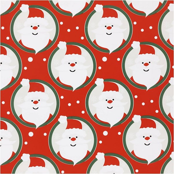 Presentpapper - röd - jultomte - 5 m Presentpapper - röd - jultomte - 5 m