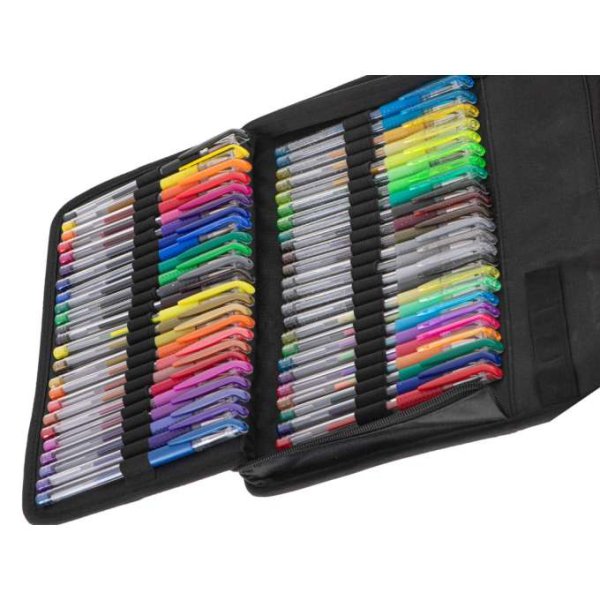 Gelpenner i etui, 120 stk. med 120 refiller