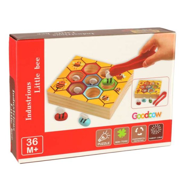 Montessori spel Bikupa med bin i trä 16,5 x 13,5 cm - Inkl. pincett Montessori spel Bikupa med bin i trä 16,5 x 13,5 cm - Inkl. pincett