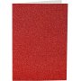 Kort och kuvert - rd - glitter - 11,5 x 16,5 cm - 4 set