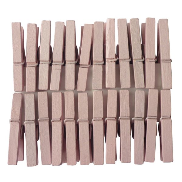 Set med 24 rosa träklämmor 2,5 cm Set med 24 rosa träklämmor 2,5 cm