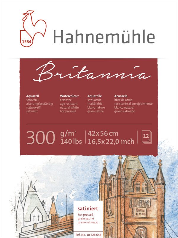 Akvarelblok Britannia 300 g Varmpresset - 42x56cm - Akvarelpapir, Blok