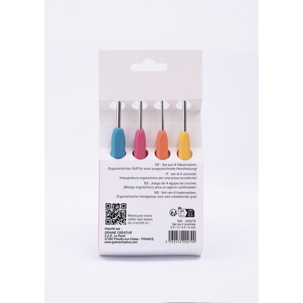 Virkn�lar i aluminium 2,5�4 mm, ergonomiska, 4-pack