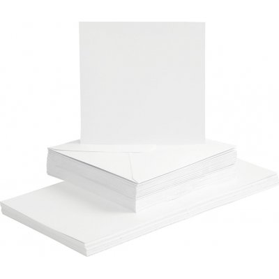 Kort og konvolutter - hvit 16 x 16 cm - 50 sett