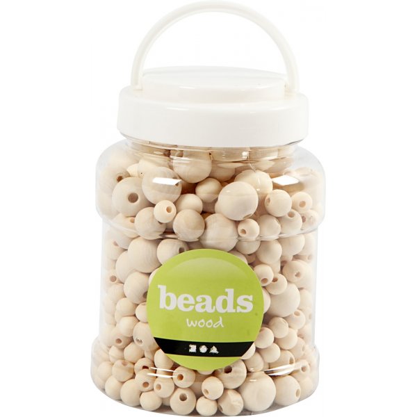Träpärlor - olika storlekar - 400 ml Träpärlor - olika storlekar - 400 ml