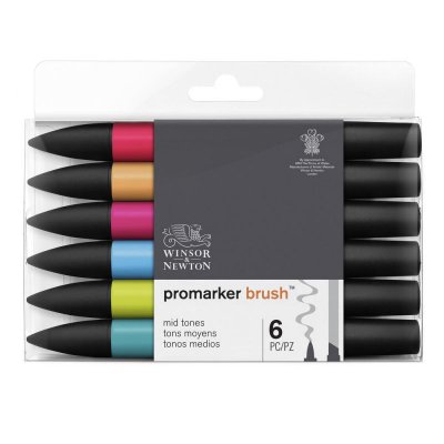 BrushMarker W&N - Mellomtoner 6 penner