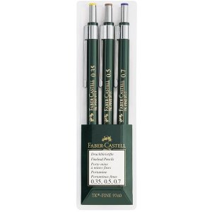 Trykkblyant Faber-Castell Tk-Fine Grnn - 3 penner