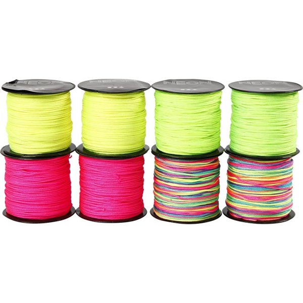 Knytsnre - neongrn - neonrosa - neongul - neonmix - 8 x 28 m