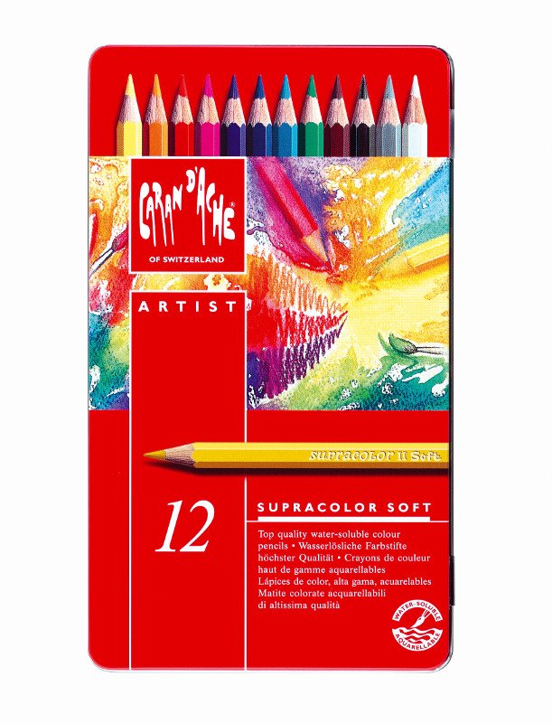 Akvarelpen Caran D ́Ache Supracolor - 12 varianter (312) - Akvarelblyanter, Penne, Penne, kridt & tusch